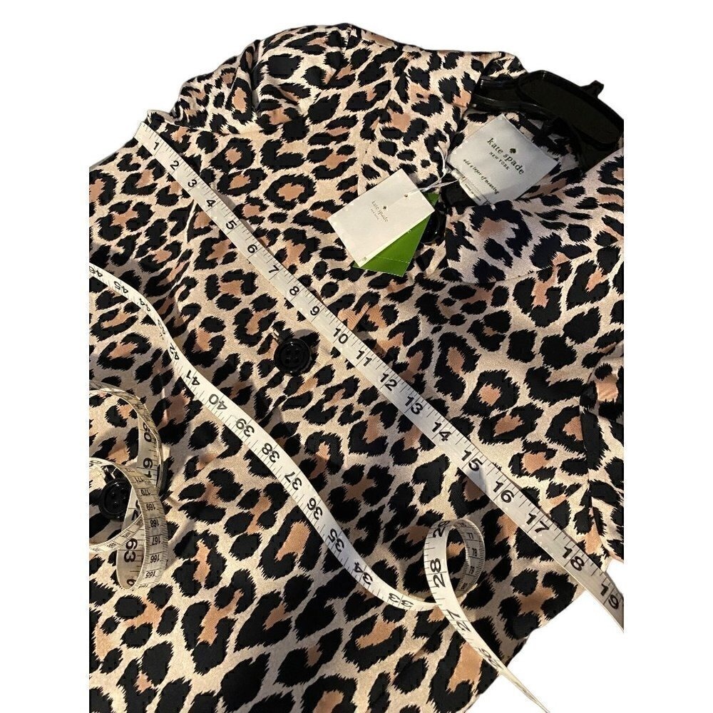 kate spade leopard print top coat Sz 2 animal cotton silk day disco franny - Picture 11 of 17